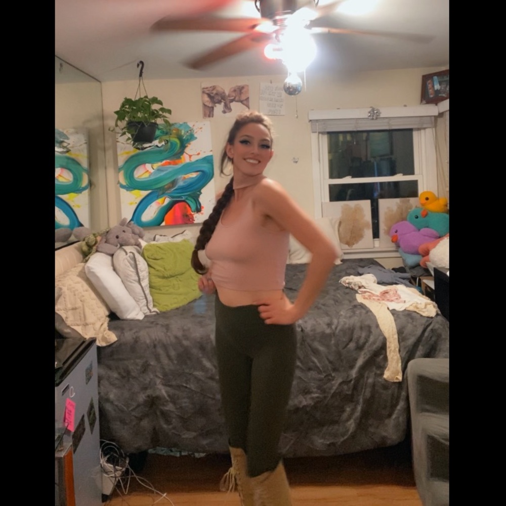 Natural Neutral Light Pink/Beige/Nude Choker Crop Top - Picture 8 of 10